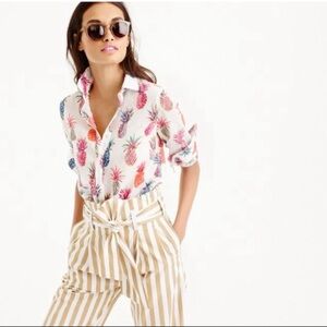 J. Crew Pina Colada Ratti Pineapple Popover Shirt